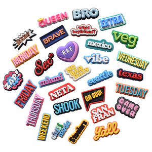 Breloques personnalisées pour chaussures, pin's amusants avec mots et expressions slang pour sabots, badges pour adolescentes, breloques lettres personnalisées en gros - Product Image 1