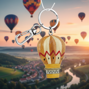 Porte-clés en bois en forme de montgolfière, design élégant, sans boîte - Product Image 3