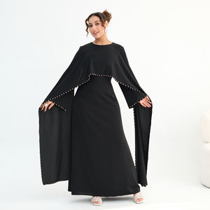 Vêtements islamiques pour femmes, cape abaya de luxe ornée de perles et de diamants, nouvelle abaya élégante en Nida, robe musulmane pour femmes, abaya fermée, Eid - Product Image 5