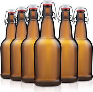 Botellas de Vidrio Ámbar de 16 oz con Tapa Abatible Hermética, para Elaboración Casera - Kombucha, Refresco, <span class=keywords><strong>Coquito</strong></span>, Kefir, Jugo - Product Image 2