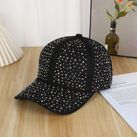 Casquette de baseball de luxe pour femme, style naturel, 6 panneaux, entièrement ornée de strass, petite taille, décontractée, pour l'été, vente en gros