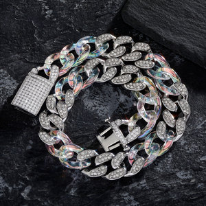 Collar de cadena cubana de hip-hop popular, con acrílico colorido y empalmes, para hombre, versátil y elegante, tipo cadena para suéter - Product Image 3