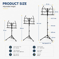 Support de partitions robuste et réglable en acier au carbone, grand modèle pliable sur trépied pour salon
