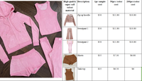 Luluxixiyaya Ensemble 4 pièces en velours doux rose 300 g/m² pour femme : gilet, short, sweat à capuche zippé et pantalon de jogging