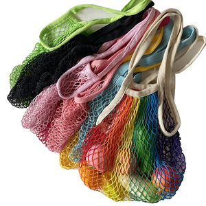 Экологичная переносная Сетчатая Сумка-тоут для одежды, хлопковая сетчатая сумка с ручкой - Product Image 4