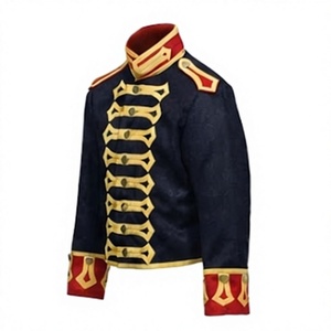 Veste en laine matelassée de style uniforme militaire vintage pour homme, coupe-vent, col montant, boutons en corne, broderie, automne - Product Image 3