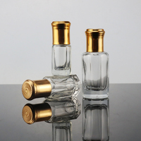 Botol kaca oktagonal 3ml kemasan 6ml, botol parfum kaca perawatan kulit 12ml botol kaca kosmetik dengan tutup Gulung