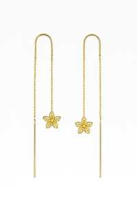 Boucles d'oreilles pendantes à motif floral délicat, filigrane, à enfiler, cadeau pour elle, longues chaînes - Product Image 2