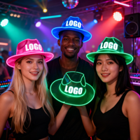 Cappello da Cowboy Personalizzato 2026 con Luci Lampeggianti, Decorazione al Neon, Cappello LED per Festival, Cappelli Luminosi per Feste EDC per Adulti