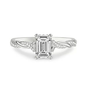 custom 14K solid <b>Rose</b> Gold Engagement Ring Twisted <b>Infinity</b> Shank oval Cut Pave Side Lab Grown Diamond IGI certificate for women - Product Image 5