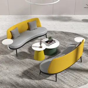 High End Gray Leather Small Sofa Small Unit Modern Design Set Luxury Segmented Living Room Leisure Room Sofa