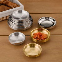 Assiette à sauce coréenne en acier inoxydable 304, petit plat, assiette coréenne dorée pour kimchi, assiette pour trempette de viande grillée, assiette à condiments