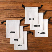 Sac de rangement en coton fait main, écologique, pour bijoux, avec rubans noirs, vente en gros d'usine