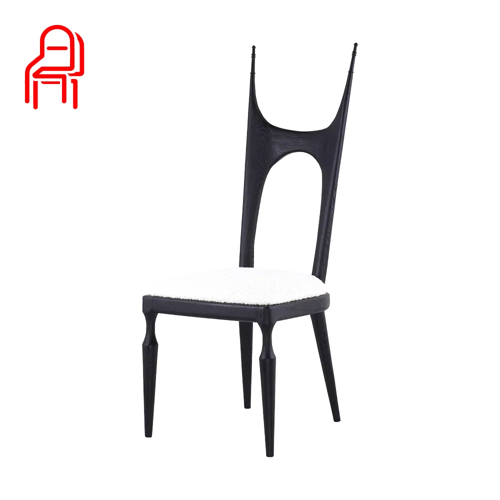 Cadeira de jantar em tecido Paul de luxo moderno nórdico em lote, assento acolchoado em madeira maciça, cadeira para restaurante e hotel, café e loja