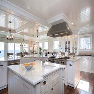 Gabinetes de Cocina RTA Modernos Blancos Profesionales 2024 con Isla, Conjunto de Muebles de Cocina Profesionales para Proyecto de Villa, Hechos de Madera - Product Image 3