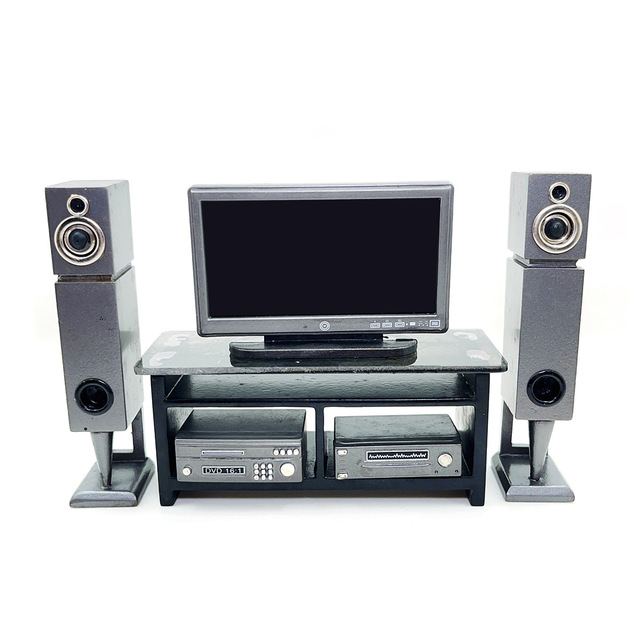 1:12 Dollhouse Miniature Nostalgic Speaker Set - TV Amplifier & DVD Player Dolls Decor