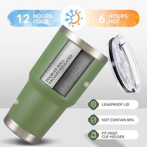 Gobelets de voyage isothermes sous vide en acier inoxydable de 20 et 30 oz avec pailles, revêtement poudré, impression de logo personnalisé - Product Image 3