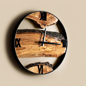 Natural Live Edge <b>Wooden</b> <b>Wall</b> <b>Clock</b>, Rustic Country Home Decor, Handmade Statement <b>Clock</b>, Wood <b>Wall</b> Art, Metal Frame - Product Image 1