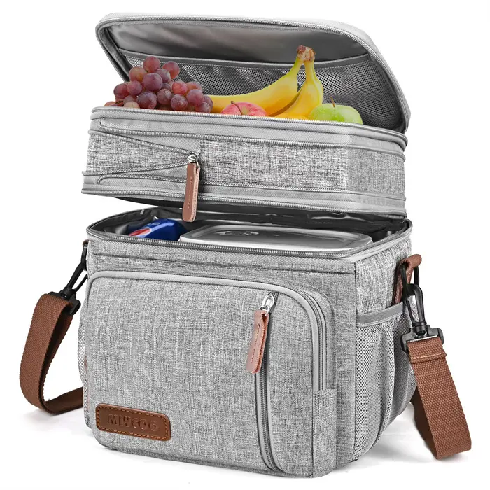 Fiambrera grande aislante para hombre y mujer, bolsa grande a prueba de fugas, doble cubierta, refrigerador suave, bolso de mano