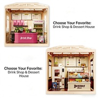 Kit de construction DIY Mini Café & Pâtisserie avec lumières LED, en plastique, échelle 1:24, façade de magasin commercial, jouet éducatif pour enfants et amateurs