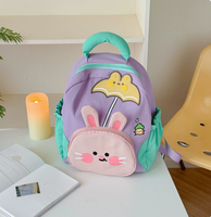 Sac à dos léger pour enfants avec fermeture éclair, motif lapin de dessin animé mignon, idéal pour la maternelle (garçons et filles)