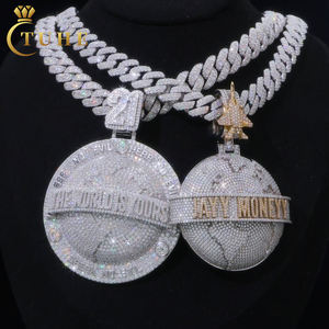 Gioielli Hip Hop, Ciondolo Personalizzato con Lettere in Argento Sterling 925, Diamanti Moissanite VVS, Collana con Numero, Nome, Iniziale o Logo - Product Image 1