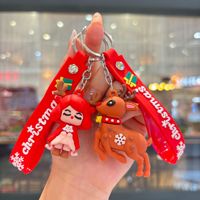 Kerstmis 3D PVC Kerstman rendier sneeuwpop 3D zachte rubberen sleutelhanger promotionele feestbenodigdheden kerstcadeaus