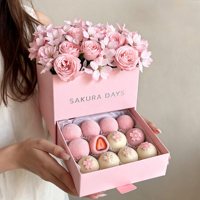 Boîte à fleurs carrée mate personnalisée pour bouquet, boîte à tiroir pour chocolats enrobés de fraises, truffes, cadeau de la Saint-Valentin, anniversaire, emballage cadeau pour fleuriste