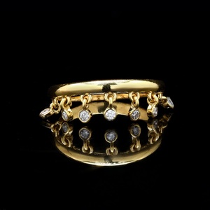 Anillo de banda de estilo bohemio clásico chapado en oro de Plata de Ley 925 con CZ blanca para regalos de fiesta de aniversario de cumpleaños de mujer - Product Image 2