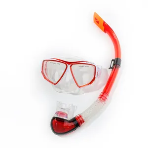 Bonne qualité équipement de plongée sous-marine en verre Trempé lenssilicone plongée tuba mas adulte (plongée miroir + tube respiratoire)