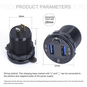 Vỏ Chống Nước Loại Cảm Ứng Mới Ổ Cắm USB QC3.0 2.4A Cổng Kép Với Vôn Kế Kỹ Thuật Số - Product Image 5