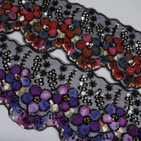 Dentelle florale 3D en polyester de luxe avec perles et paillettes pour robes de soirée et costumes de scène