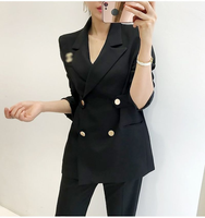Blazer Wanita Warna Solid 2026 Model Double Breasted, Jas Kantor Slim Fit, Pakaian Kerja Bisnis Anti Kusut, OEM Grosir