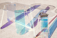 Hemisweet — Table basse ovale en acrylique irisé, meuble de salon en plexiglas, bon marché, style moderne