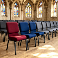 Chaises d'église en métal en gros, sièges de théâtre rembourrés en tissu avec logo, chaises d'église rembourrées en tube d'acier emboîtable