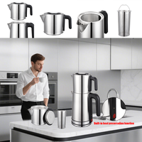 Bouilloire à thé turque intelligente en acier inoxydable, bouilloire électrique portable à température contrôlée, samovar, théière à double chauffage