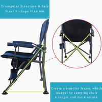 Chaise de camping pliable robuste avec porte-gobelet |   Chaise portable à structure en acier pour la plage, le jardin, les événements sportifs