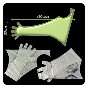 Sarung Tangan Plastik Sekali Pakai BLUEWORTH untuk Inseminasi Rektal Panjang/Ekstra Panjang, Pemeriksaan Sapi Babi, 50 pcs/kantong, Model LR, Umur Simpan 6 - Product Image 3