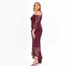 Robes <span class=keywords><strong>de</strong></span> demoiselle d'honneur à manches évasées en dentelle asymétrique élégante Sexy col bateau pour les fêtes <span class=keywords><strong>de</strong></span> mariage d'été Adultes - Product Image 3