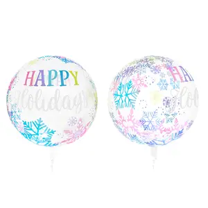 Vakantie Decor Sneeuwvlokken Patroon Ballonnen Globos Para Fiesta Feestartikelen 18Inch Transparante Multi-Color Bubble Bobo Ballonnen