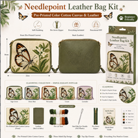 Kit de broderie au point d'aiguille DIY en cuir motif zèbre et papillon Longwing, avec pochette, kit de maille imprimée, fermeture éclair, fil et aiguille, pour débutants et adultes