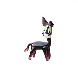 Figura de burro de vidrio soplado a mano, escultura de animal en morado y negro, decoración artística, artesanía de vidrio hecha a mano - Product Image 1