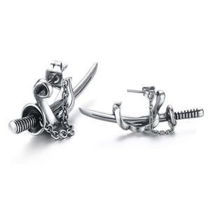 10 Pair Punk Style Samurai Sword <b>Earrings</b> <b>Male</b> Trend Alloy Accessories with Exaggerated Personality for Party Gift Engagement - Product Image 4