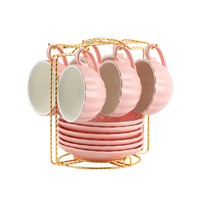 Ensemble de tasses à café et soucoupes en céramique élégant et luxueux, style britannique, pour le thé de l'après-midi, ensemble de six pièces pour la maison