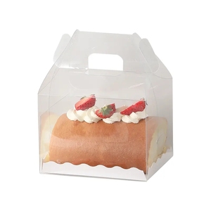 Transparent PET Clear Plastic Cake <strong>Box</strong> with Handle Portable <strong>Long</strong> for Swiss Packing <strong>Gift</strong> <strong>Box</strong> for Cupcakes Cake Rolls for Food - Product Image 5