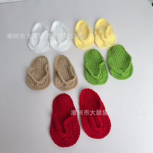Chanclas de bebé hechas a mano de ganchillo, color sólido, accesorios de fotografía para recién nacidos, forma redonda, origen Chaozhou - Product Image 5