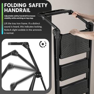 Heavy Duty Steel 5 <b>Step</b> Ladder Foldable <b>Handrail</b> Built-in Tool Tray Anti Slip Safety Ladder For Home Indoor - Product Image 2