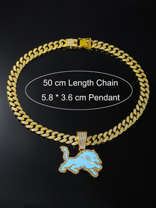 Nuevo Collar de Cadena Cubana Personalizado Estilo Hiphop con Colgante de Lobo Chapado en Oro y Plata, Collar Moderno y Genial para Hombre, Joyería al por Mayor - Product Image 5