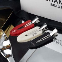 Barrettes à cheveux Yuxi personnalisées avec logo, sans plis, colorées, plates, en forme de bec de canard, pour le maquillage, en acétate, sans pliage