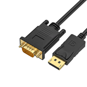 Cabo Adaptador DP para VGA Banhado a Ouro de 1,8M (6 Pés) com Blindagem Trançada e Revestimento em PVC para Monitor, Computador, Laptop, <span class=keywords><strong>TV</strong></span>, DVD Player 1080P - Atacado - Product Image 2